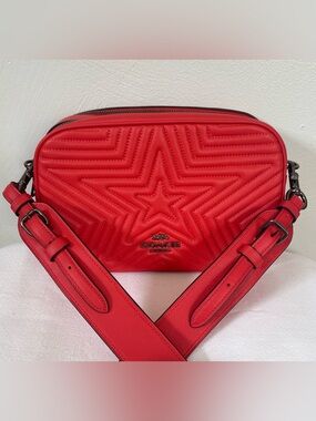 EUC Coach x Marvel Jes Red Leather Star Quilted Crossbody Bag Ltd. Edition